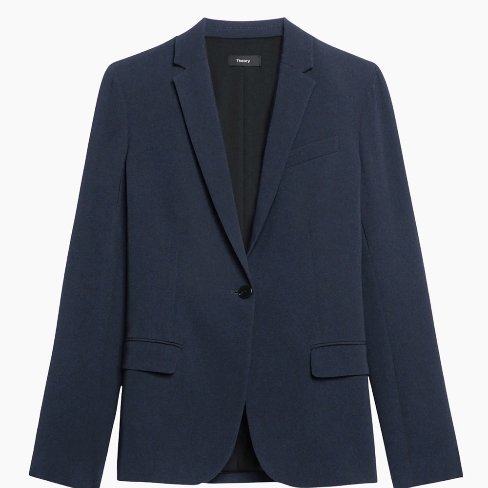 Theory Midnight Blue Navy Tailored Jacket Sz 10 $495 EUC